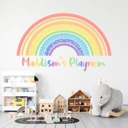 Rainbow Wall Sticker , Name Decal Gifts Personalised Art Decor Sign Playroom Decoration Unicorn Boho - thumbnail 1