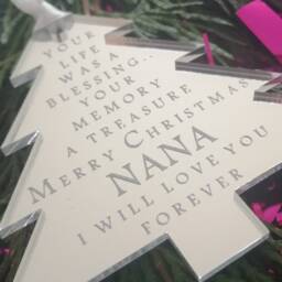 In Memory Of A Loved One Hanging Christmas Tree Shaped Mirrored Acrylic Decoration - thumbnail 3