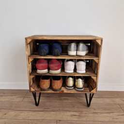 Wooden Crate Shoe Rack Hairpin Legs, Hallway Table - thumbnail 4