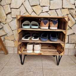 Wooden Crate Shoe Rack Hairpin Legs, Hallway Table - thumbnail 3