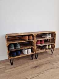 Wooden Crate Shoe Rack Hairpin Legs, Hallway Table