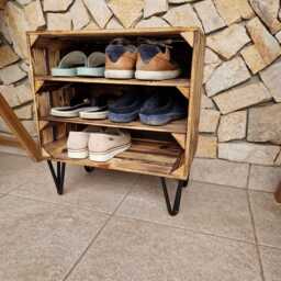 Wooden Crate Shoe Rack Hairpin Legs, Hallway Table - thumbnail 2
