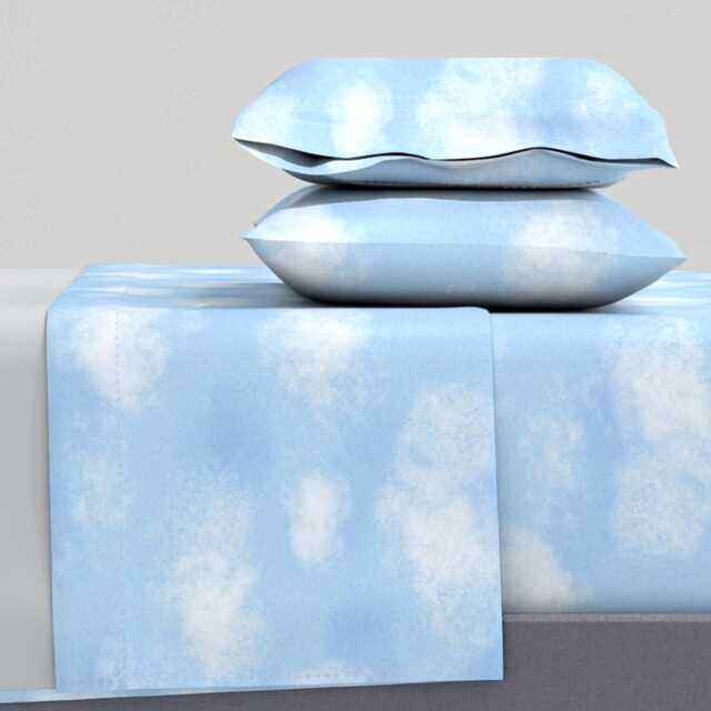 Blue Skies Sheets - Cloudy Sky By Noondaydesign Whimsical Nature Earthy Cotton Sateen Sheet Set Bedding Spoonflower - image 1