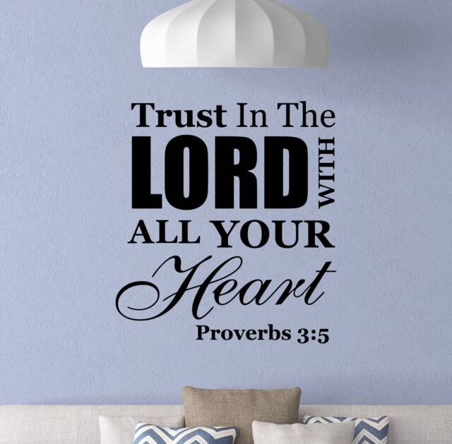 Trust in The Lord With All Your Heart Wall Decal Proverbs 3 5 Poster Religious Sign Home Quote Vinyl Sticker Prayer Gift Decor Art 4-95 - image 1