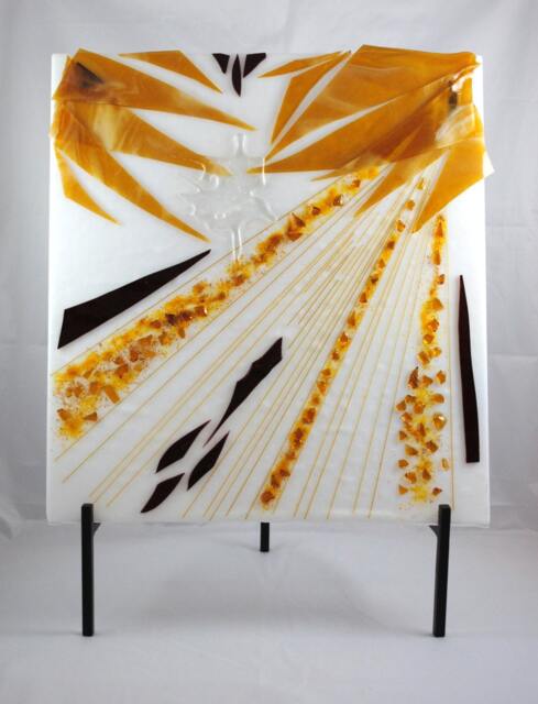 Dancing Amidst Chaos Fused Glass Sculpture Ooak - image 1
