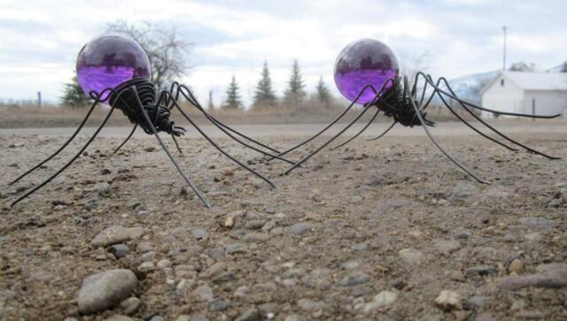 Pair Of Marauding Purple Spiders, Made To Order - image 1