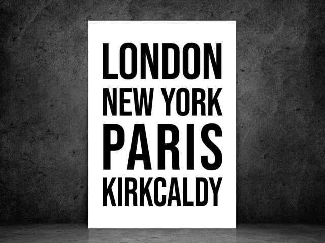 Kirkcaldy Iconic Bold Town Scotland Print Poster - Fife Gift Bespoke A5 A4 A3 Framed Or Unframed - image 1