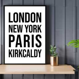 Kirkcaldy Iconic Bold Town Scotland Print Poster - Fife Gift Bespoke A5 A4 A3 Framed Or Unframed - thumbnail 3