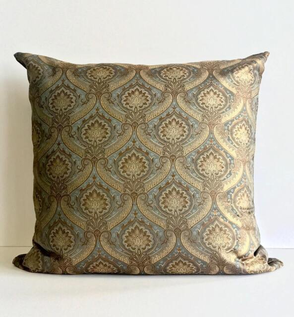 Traditional Hourglass Motif Euro Pillow Cover Bronze, Gold & Blue - image 1