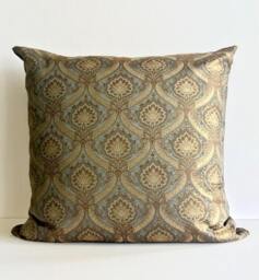 Traditional Hourglass Motif Euro Pillow Cover Bronze, Gold & Blue