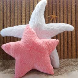 Starfish Pillow, Coral Minky Dot Nautical Decor, Bed Pillows, Nursery Plushie, Sea Star - thumbnail 2