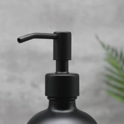 Matte Black Glass Soap Dispenser Bottle Refillable With Neutral Coloured Waterproof Label - thumbnail 4