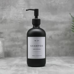 Matte Black Glass Soap Dispenser Bottle Refillable With Neutral Coloured Waterproof Label - thumbnail 3