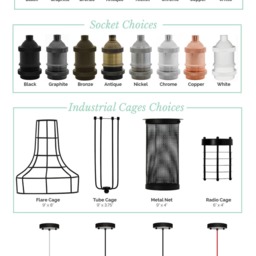 Plug in Industrial Cage Hanging Pendant- Custom Any Color - Cord Length Flare - thumbnail 3