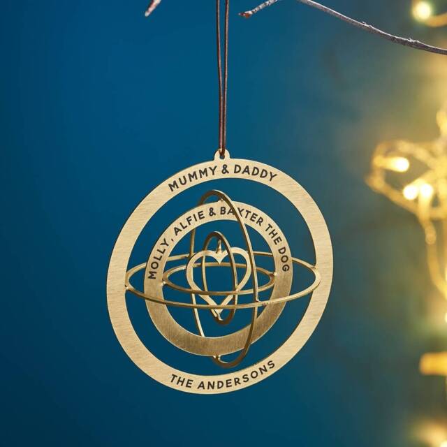 Personalised Solid Brass Globe Christmas Decoration - image 1