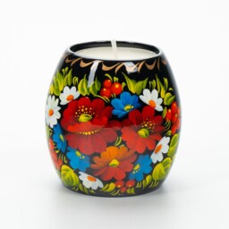 Petrykivka Wooden Tea Light Candle Holder Ukrainian Folk Art Xmas Decoration S121 - thumbnail 3