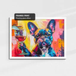 French Bulldog Toasting Drink Dog Pet Art Abstract Oil Painting Framed Poster Print & Canvas Wall Living Home Decor Interior Gift - thumbnail 3