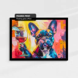 French Bulldog Toasting Drink Dog Pet Art Abstract Oil Painting Framed Poster Print & Canvas Wall Living Home Decor Interior Gift - thumbnail 2