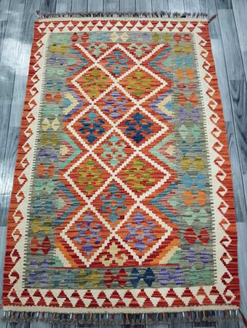 Tribal Rug, Handmade Artisan Afghan Turkish Scandinavian Navajo Bohemian Flatweave Wool Kilim Rug 160x107 cm - image 1