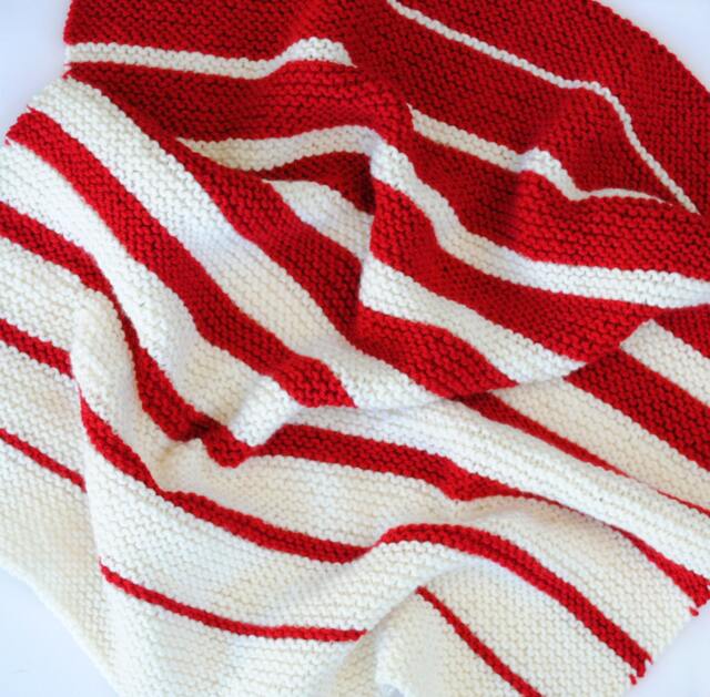 Hand Knit Baby Blanket, Peppermint Ombre - image 1