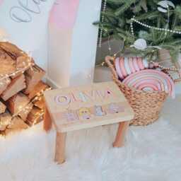 Custom Name Puzzle Stool Step First Birthday Gift Baby Keepsake Handcrafted Educational Unique Toddler Toy Natural Wood - thumbnail 4