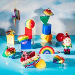 Rainbow Striped Papier-M??ch?? Christmas Tree Bauble - Decoration Festive Ornament Happy Bright Colourful Multi-Coloured Pride Gift - thumbnail 2