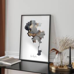 Los Angeles Map Black & Gold Wall Art Print - California Usa United States Of America - thumbnail 1