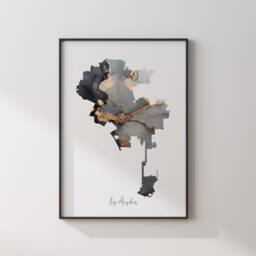 Los Angeles Map Black & Gold Wall Art Print - California Usa United States Of America - thumbnail 3