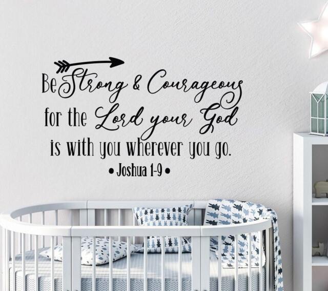 Be Strong & Courageous Wall Decal Quote Bible Verse Christian Nursery Decor Joshua 19 Religious Adventure Ww112 - image 1