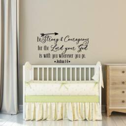 Be Strong & Courageous Wall Decal Quote Bible Verse Christian Nursery Decor Joshua 19 Religious Adventure Ww112 - thumbnail 3