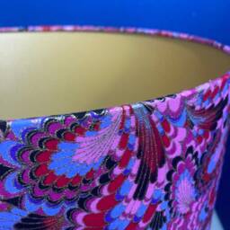 Pink Red & Gold Marble Effect Lampshade, Handmade With Metallic Detail Marbled Fabric, Luxe Decor - thumbnail 4