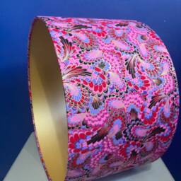 Pink Red & Gold Marble Effect Lampshade, Handmade With Metallic Detail Marbled Fabric, Luxe Decor - thumbnail 2