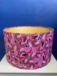 Pink Red & Gold Marble Effect Lampshade, Handmade With Metallic Detail Marbled Fabric, Luxe Decor
