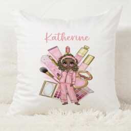 Makeup-Inspired Cushion, Personalised Beauty Gift, Cosmetic-Themed Pillow, Girly Bedroom D??cor, Glam Dressing Room Accessory - thumbnail 1