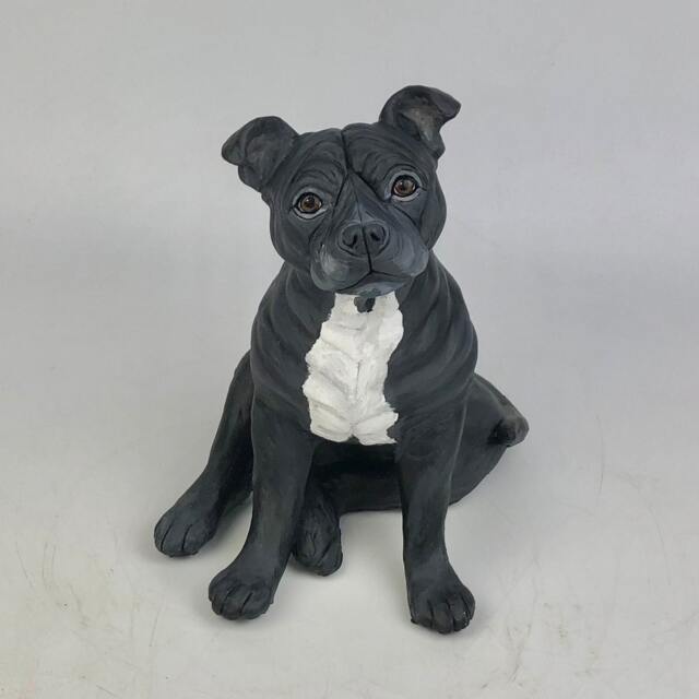 Custom Clay Staffordshire Bull Terrier Sculpture Pet Memorial Portrait - image 1