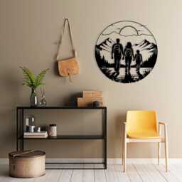 Hiking Family Metal Wall Art, Mountain Adventure Decor, Traveler Gift, Nature Nursery Piece - thumbnail 3