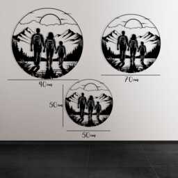 Hiking Family Metal Wall Art, Mountain Adventure Decor, Traveler Gift, Nature Nursery Piece - thumbnail 2