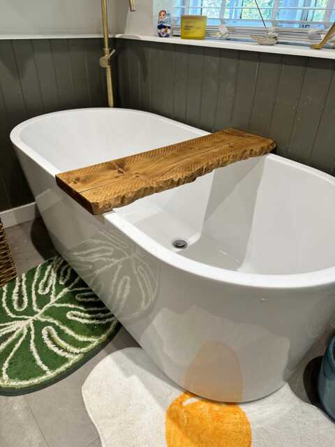 For??t Live Edge Rustic Solid Wood Chunky Scaffold Simple Bath Shelf Caddy Rack Tray Vintage Reclaimed Handmade - image 1