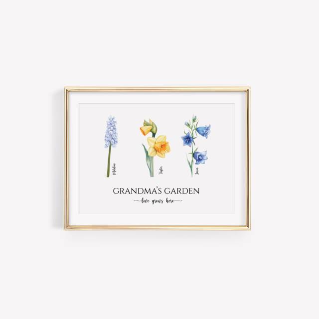 Birth Flower Personalized Gift, Garden Print, Christmas Gift For Her, Gifts Grandma - image 1