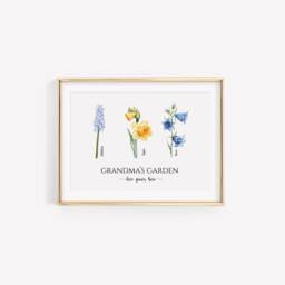 Birth Flower Personalized Gift, Garden Print, Christmas Gift For Her, Gifts Grandma - thumbnail 1