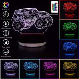 Grave Digger Monster Truck Led Night Light, Truck, Gift For Kids, Gifts Him, Lights, Bedroom Light - thumbnail 2