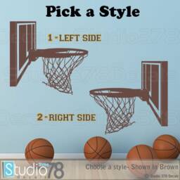 Basketball Hoop Vinyl Decal - Sports Room Decor, Man Cave Wall Art - 16x15 - thumbnail 2