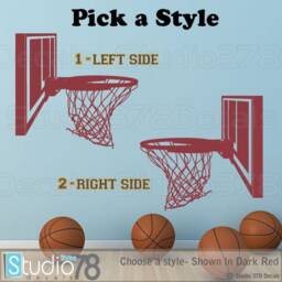 Basketball Hoop Vinyl Decal - Sports Room Decor, Man Cave Wall Art - 16x15 - thumbnail 3