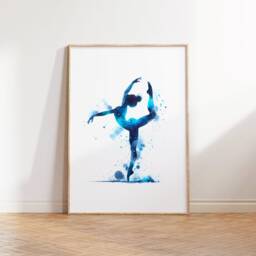 Blue Gymnastics Print Set - 3 Gymnast Posters - Watercolour Art Painting Girls Room Decor Gymnastic Hanging Gifts Bedroom Wall - thumbnail 2