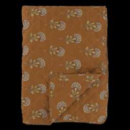 Brown Floral Quilted Blanket - Sofa Throw Picnic Boho Botanical Quilt Thin Decorative Top For Beds Bohemian Bedspread - thumbnail 2