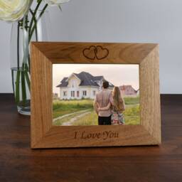 Personalised I Love You Wooden Photo Frame 6x4 5x7 Engraved Gifts Ideas For Valentines Day Anniversary Mothers Engagement Hearts Couple - thumbnail 2