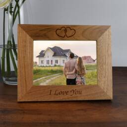 Personalised I Love You Wooden Photo Frame 6x4 5x7 Engraved Gifts Ideas For Valentines Day Anniversary Mothers Engagement Hearts Couple - thumbnail 3