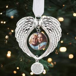 Photo Memorial Christmas Tree Charm Personalised Image Decoration - Angel Wings Ornament in Loving Memory Gift - thumbnail 2