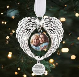 Photo Memorial Christmas Tree Charm Personalised Image Decoration - Angel Wings Ornament in Loving Memory Gift