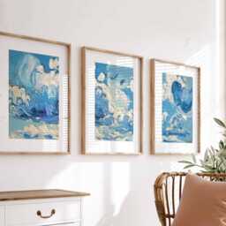 Van Gogh Clouds, Bedroom Wall Art, Set Of 3 Prints, White Clouds Blue Sky Posters, Home Decor, Large Poster Decor - thumbnail 3
